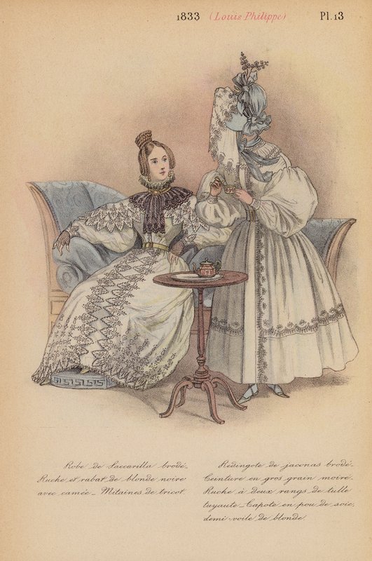 フランスのファッション1833年、ルイ・フィリップ（カラーリトグラフ） 作： ルイス・コーラス