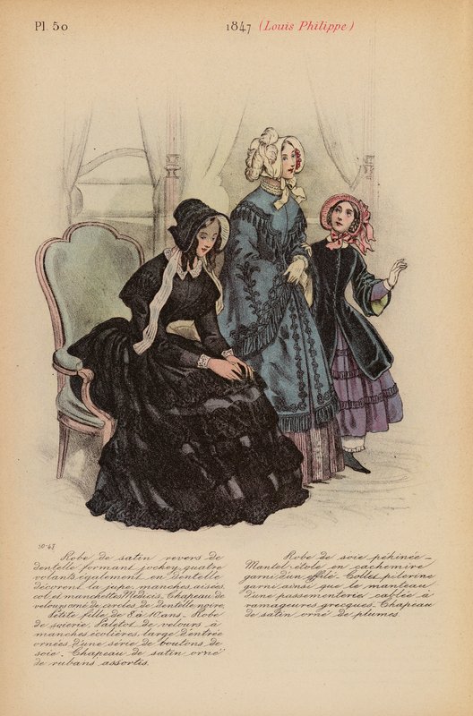 フランスのファッション1847年、ルイ・フィリップ（カラーリトグラフ） 作： ルイス・コーラス