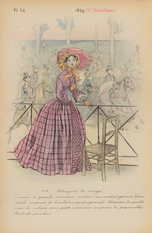 フランスのファッション：1849年、2eレピュブリック（カラーリトグラフ） 作： ルイス・コーラス