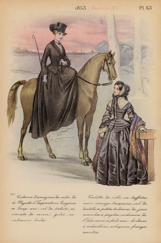 フランスのファッション：1853年、ナポレオン3世（カラーリトグラフ） 作： ルイス・コーラス