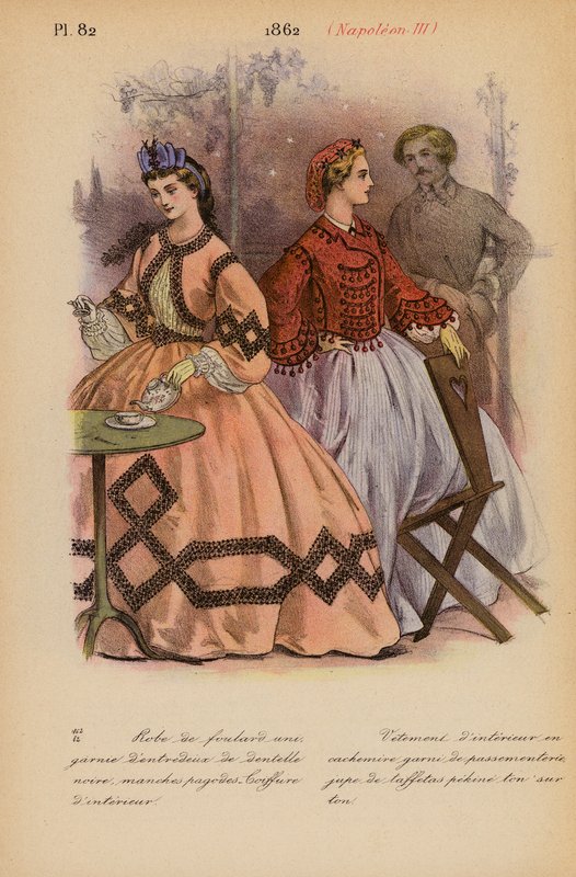 フランスのファッション：1862年、ナポレオン3世（カラーリトグラフ） 作： ルイス・コーラス