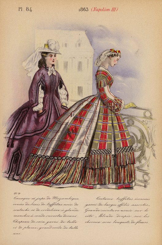 フランスのファッション：1863年、ナポレオン3世（カラーリトグラフ） 作： ルイス・コーラス