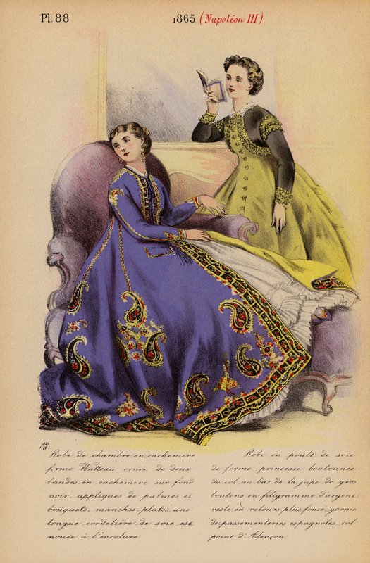 フランスのファッション：1865年、ナポレオン3世（カラーリトグラフ） 作： ルイス・コーラス