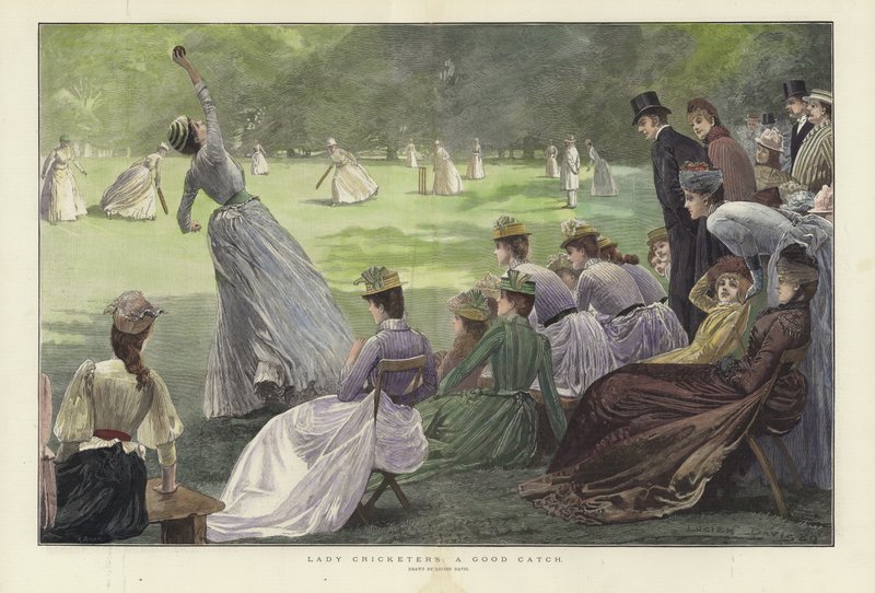 Lady Cricketers: A Good Catch (カラー彫刻) 作： ルーシーデイビス