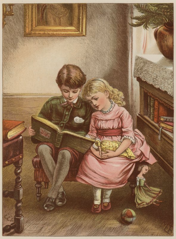 男の子と女の子の本を読んで（クロモリト） 作： メアリー・エレン・エドワーズ