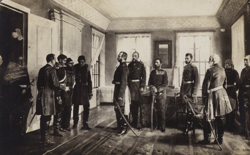 占領されたオスマン帝国のオスマンパシャは、1877年から1878年のロシアトルコ戦争、プレヴェンの包囲戦で降伏した後、ロシアの皇帝アレクサンドル2世に贈呈しました。 作： ニコライ・ドミトリエヴィッチ・ドミトリエフ・オレンブルクスキー