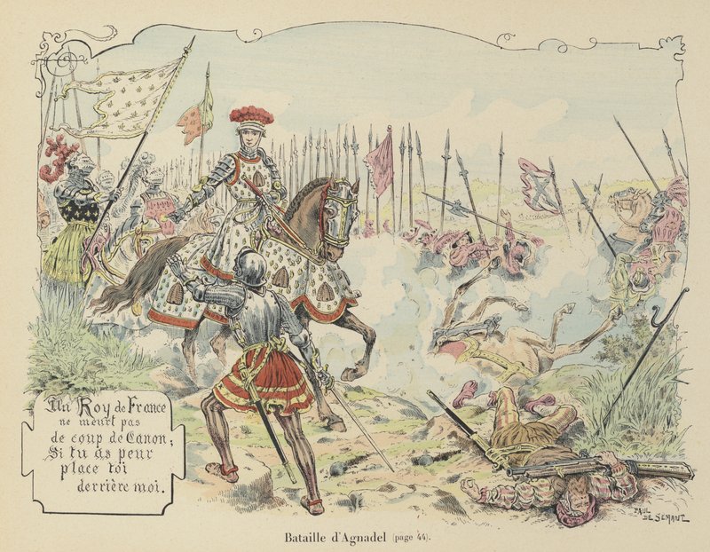 1509年にイタリアのアニャデッロの戦いでフランスのルイ12世王 作： ポール・ド・セマン