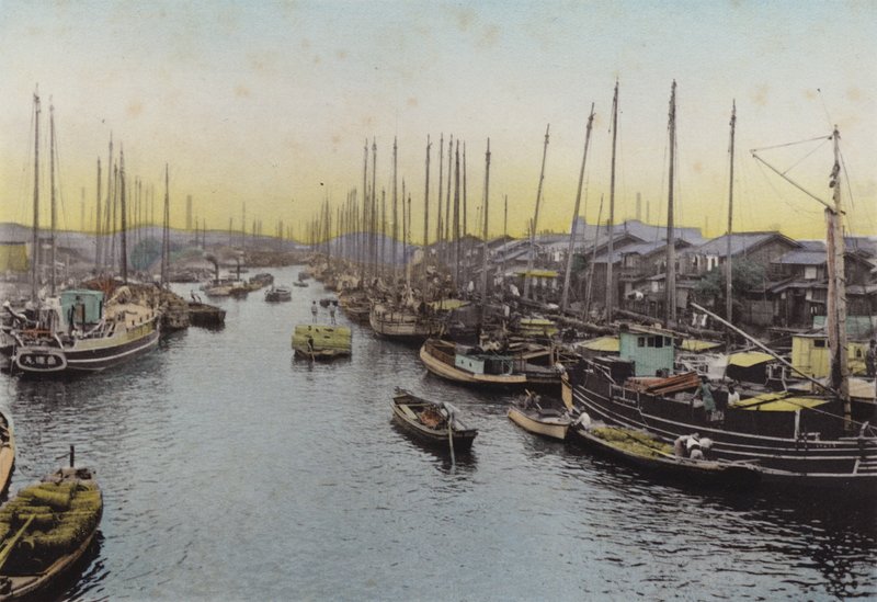 日本、1912年頃。安治川、川、大阪（写真 作： 写真家日本人