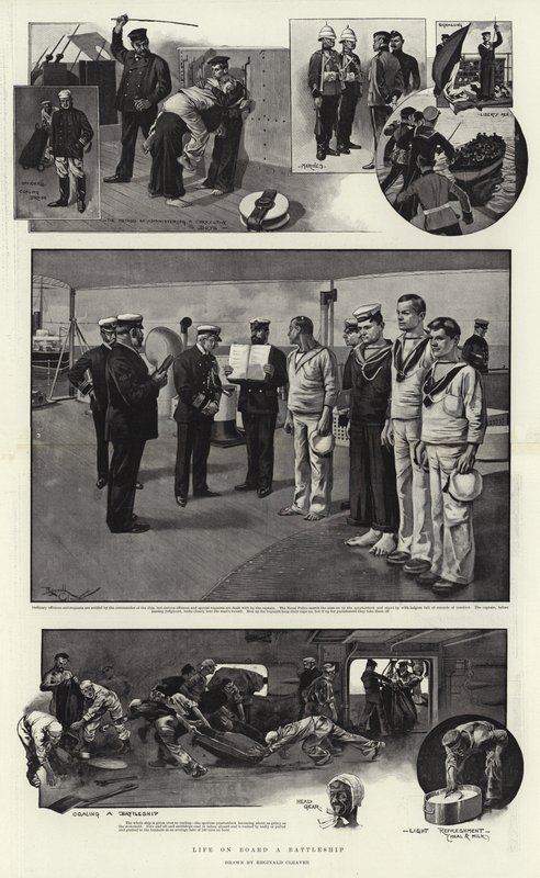 戦艦での生活（リトグラフ） 作： レジナルド・トーマス・クリーバー