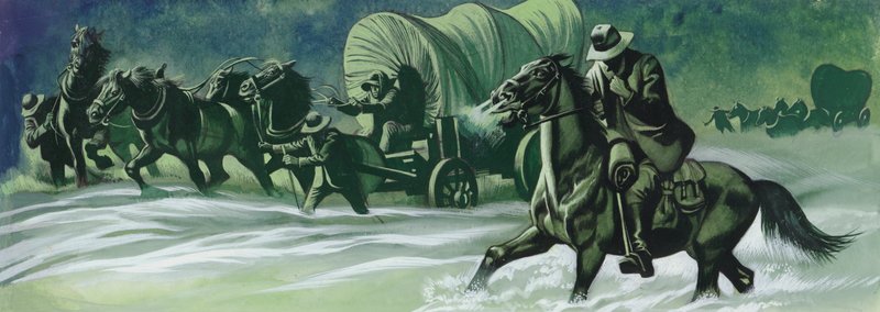 冬の荷馬車（紙にガッシュ） 作： ロン・エンブルトン