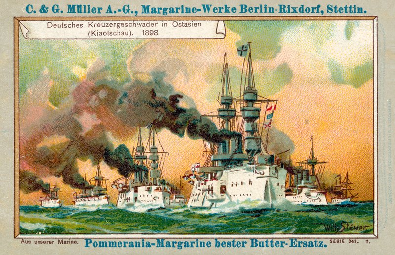 極東のドイツ巡洋艦隊（膠州）、1898（クロモリト） 作： ストーワーウィリー