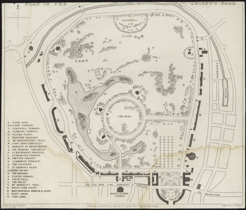 リージェンツパークの地図 作： トーマス・ホスマー・シェパード