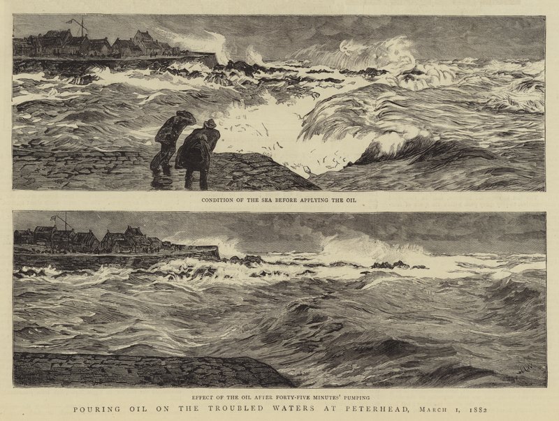 1882年3月1日、ピーターヘッドの問題のある海域に油を注ぐ 作： ウィリアムライオネルワイリー