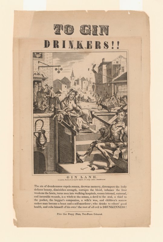 ジンを飲む人への警告（リトグラフ 作： ウィリアム（後）・ホガース