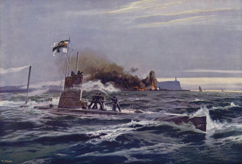 アイルランド沿岸のイギリスの石油精製所でドイツの潜水艦が貯蔵タンクを破壊 作： ウィリー・モラルト